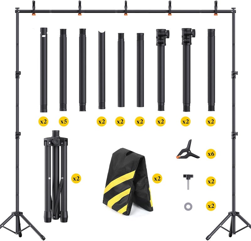 Forlogic Backdrop Stand 10×8ft (W×H) Adjustable Backdrop Support Ground Kit Photography Photo Shoot Backdrop Stand for Parties with Sandbags, Spring Clips, Carrying Bag - Image 4